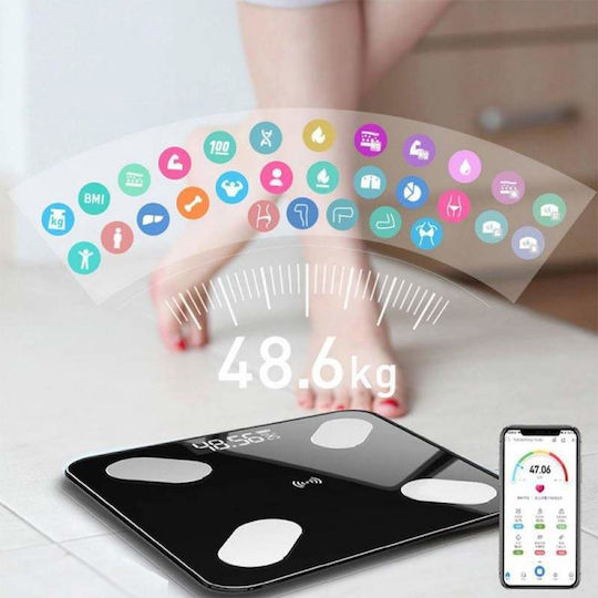 Smart Cântar de Baie 180kg cu Bluetooth Negru