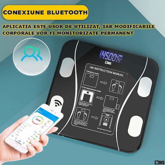 Smart Ζυγαριά 180kg με Bluetooth Μαύρη