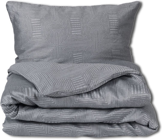 Matex Duvet Cover Set Cotton Single with Pillowcase 160x200 Gray