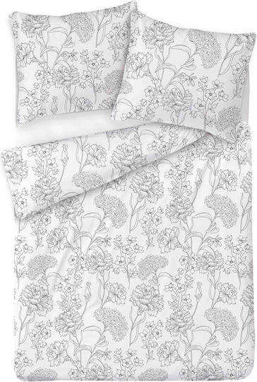 Matex Bettbezug-Set Baumwolle Einzelbett mit Kissenbezug 160x200 Gray