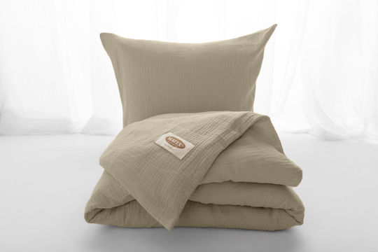 Matex Duvet Cover Set Cotton Single with Pillowcase 160x200 Beige
