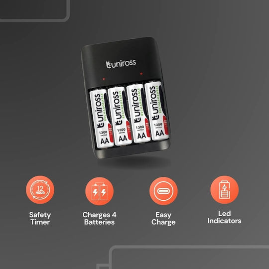 Uniross Зарядно Устройство Usb Ucu010a За AA ААА + 4 ААА Батерии