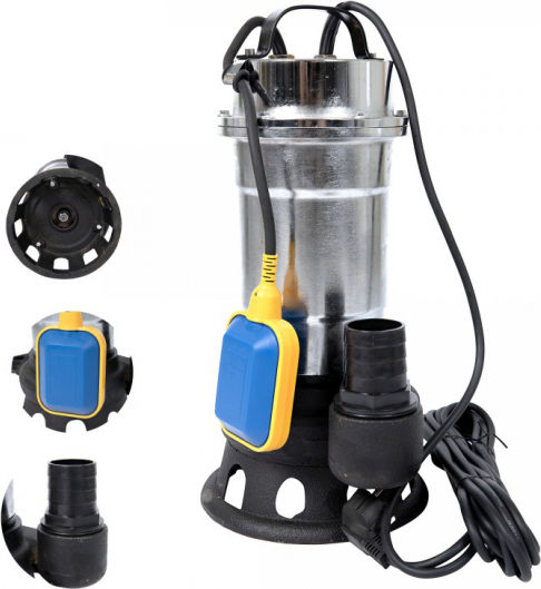 Pompa pentru apă murdară cu plutitor, fără tocător, DDT, oțel inoxidabil SWP2550F, 2550 W, 25 m³/h + furtun de incendiu 20 metri, 2 inch