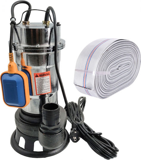 Pompa pentru apă murdară cu plutitor, fără tocător, DDT, oțel inoxidabil SWP2550F, 2550 W, 25 m³/h + furtun de incendiu 20 metri, 2 inch