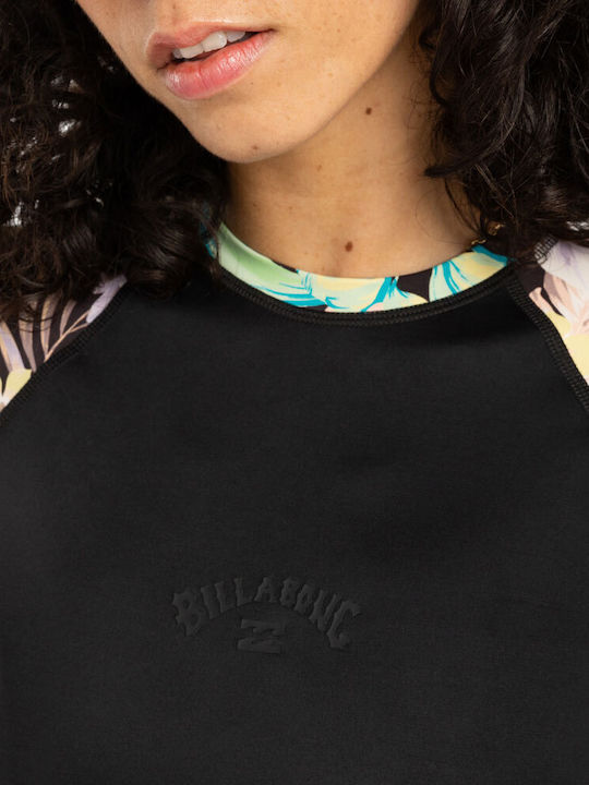 Billabong Surf Capsule UPF 50+ Women Short Sleeve Sun Protection Shirt Black