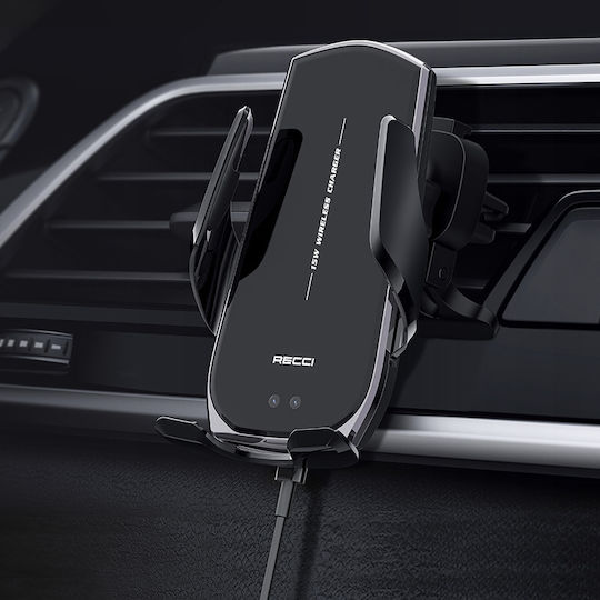 Recci Car Mobile Mount with Adjustable Hooks and Wireless Charging Black