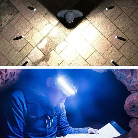 Lanternă Siks cu Baterie Internă, Lampă Frontală, Port USB Tip C, pentru Pescuit, Camping, Drumeții, Senzor de Mișcare, Rezistentă la Apă, Bandă LED Cob, LED Xpe, Lanternă 45m 350 Lumeni