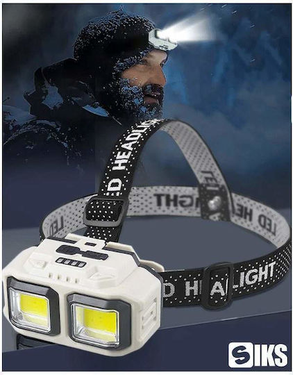Lanternă frontală Siks LED profesională reîncărcabilă USB cu senzor de mișcare 4 moduri de iluminare 2 niveluri de luminozitate pentru pescuit vânătoare muncă indicator baterie Hx816s bej