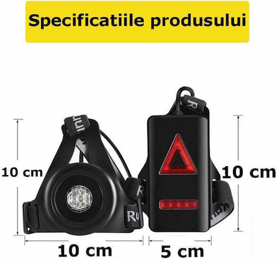 Lanternă de alergare Siks LED ham elastic 1800 mAh LED 180 lumeni 2 moduri de iluminare reîncărcabil USB inclus negru