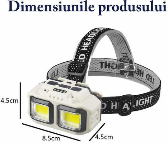Lanternă frontală Siks LED profesională reîncărcabilă USB cu senzor de mișcare 4 moduri de iluminare 2 niveluri de luminozitate pentru pescuit vânătoare muncă indicator baterie Hx816s bej