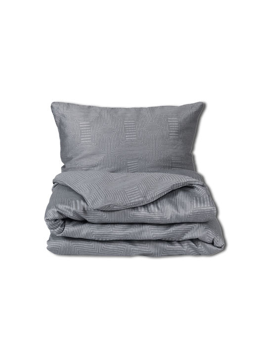 Matex Duvet Cover Set Cotton Single with Pillowcase 140x200 Gray