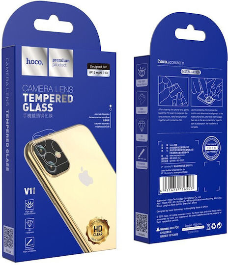 Hoco Προστασία Κάμερας Tempered Glass Μαύρο για το Apple iPhone 13 Mini