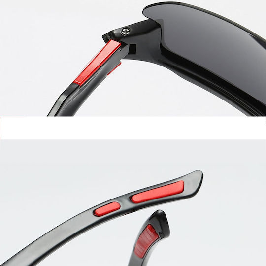 Techsuit Cycling Glasses 9301 with Black Frame & Dark Lenses