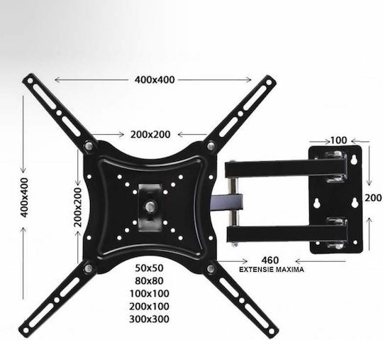 Wall TV Mount up to 55" and 50kg Black