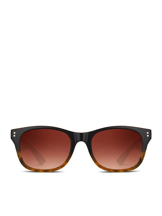 Smooder Unisex Sonnenbrille mit Braun Schildkröte Kunststoff Gestell und Braun Verlaufsfarbe Linse