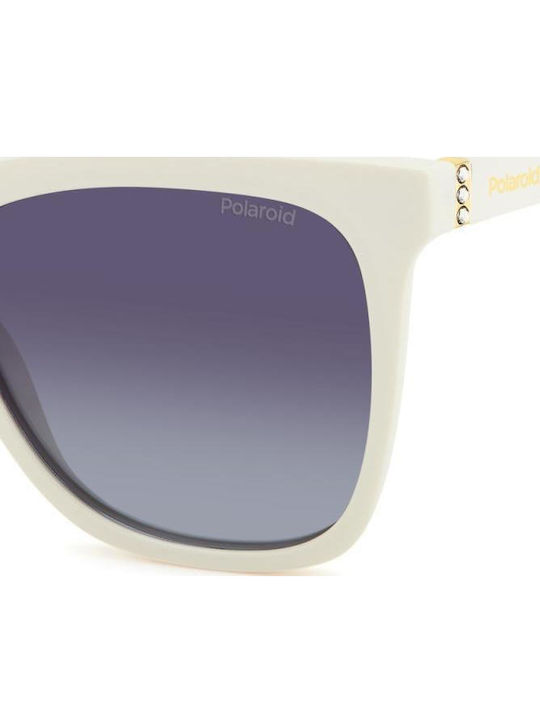 Polaroid Women’s Sunglasses with White Horn-Rimmed Frame and Grey Gradient Polarized Lens PLD4155/S/X VK6/WJ