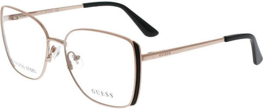 Guess Feminin Metalic Rame ochelari Fluture Roz Auriu GU2903 028