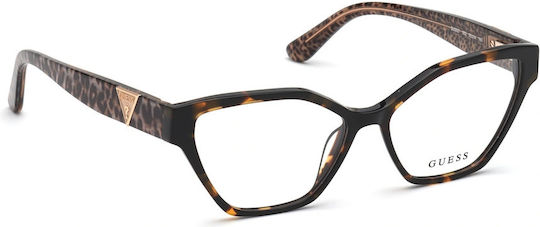 Guess Women's Acetate Butterfly Prescription Eyeglass Frames Brown Tortoise GU2827 052