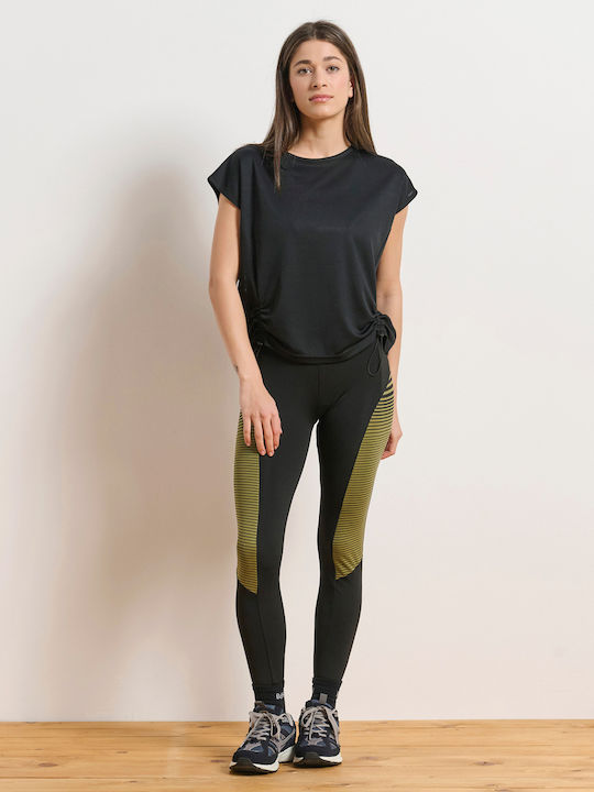 Women's Athletic T-shirt with Sheer Black