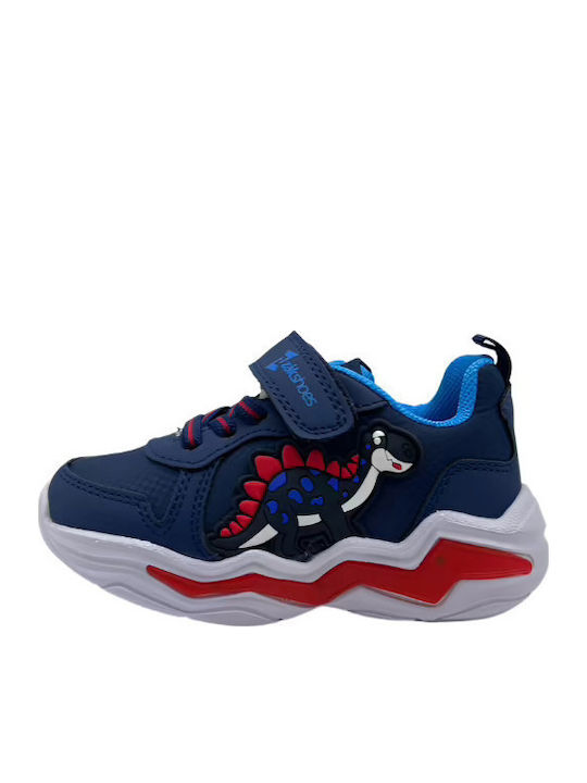 Παιδικά Sneakers με Σκρατς & Φωτάκια Μπλε