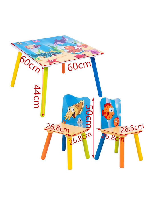 Set Masă cu Scaune pentru Copii pentru Desen din Lemn Multicolor