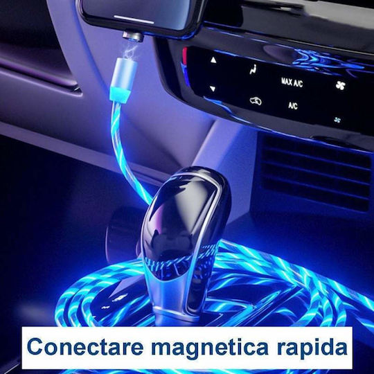 Siks Cablu de Încărcare Magnetic 3în1 Lightning Micro-usb Type-c Albastru