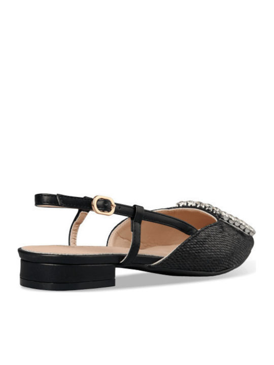 Γυναικείες Μπαλαρίνες Slingback με Λουράκι σε Μαύρο Χρώμα