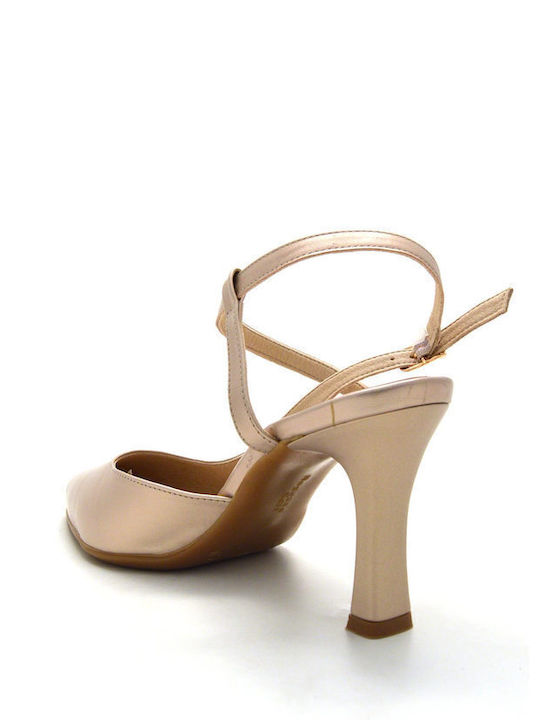 Leather Gold Heels with Strap