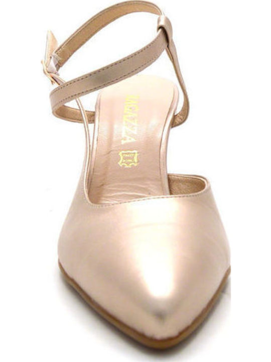 Leather Gold Heels with Strap