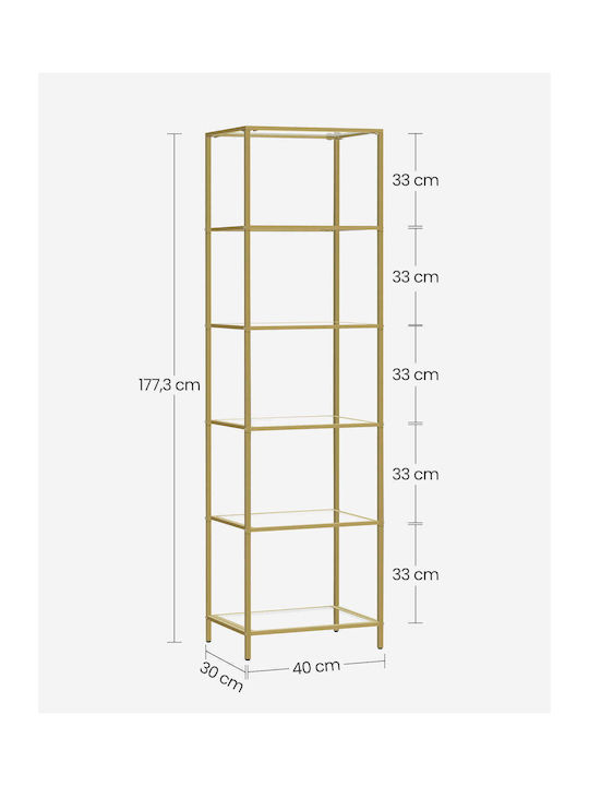 Bibliotecă Auriu 30x40x177.3 cm