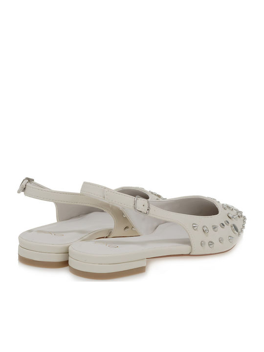 Synthetic Leather Slingback Ballerinas White