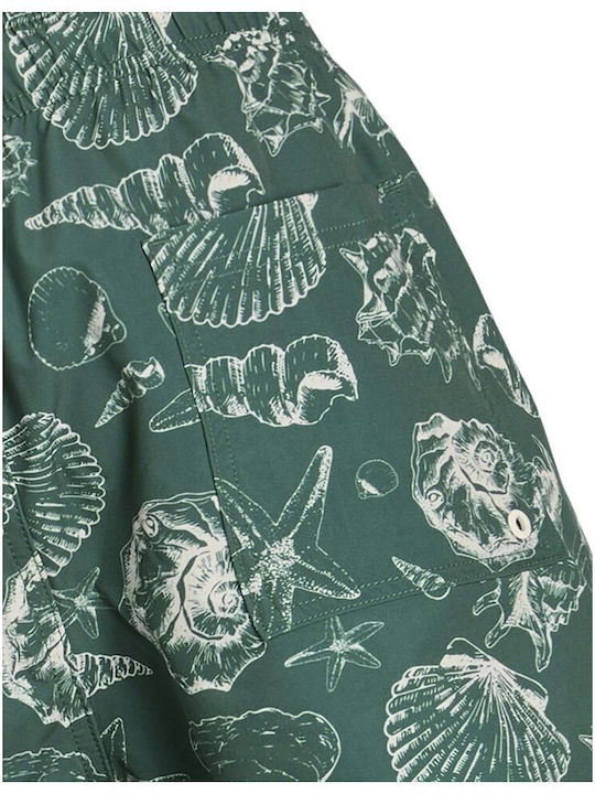 Men's Swimwear Shorts Mallard Green with Patterns