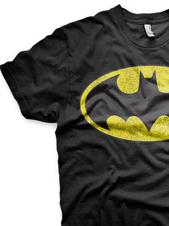 Batman Distressed Logo T-shirt Black Wb-1-bat004-h23-bk