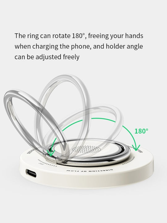 Rock W51 15W Magnetischer Ring 3-in-1 Kabelloses Ladegerät Schwarz