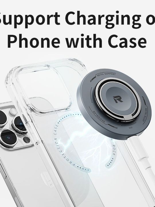 Rock W51 15W Magnetischer Ring 3-in-1 Kabelloses Ladegerät Schwarz