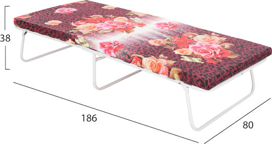 Πτυσσόμενο Ράντζο με Στρώμα 6cm Μονό Λευκό 180x80εκ.