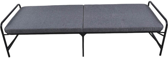 Folding Guest Bed with 5cm Mattress Single Black 190x70cm