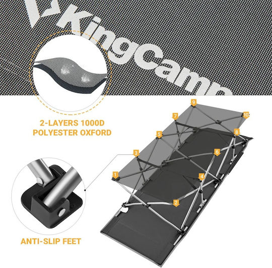Camp Folding Bed Single Gray 190x67x38cm