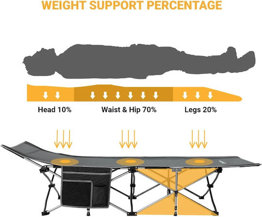 Camp Folding Bed Single Gray 190x67x38cm