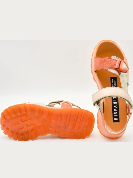 Leather Women's Flat Sandals Sporty Beige