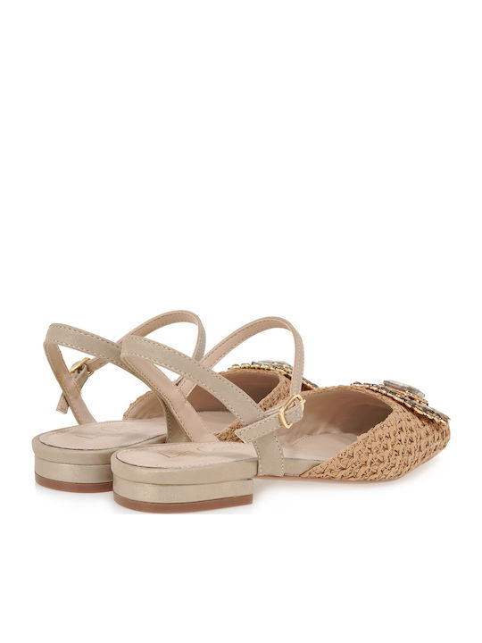 Γυναικείες Μπαλαρίνες Slingback σε Καφέ Χρώμα
