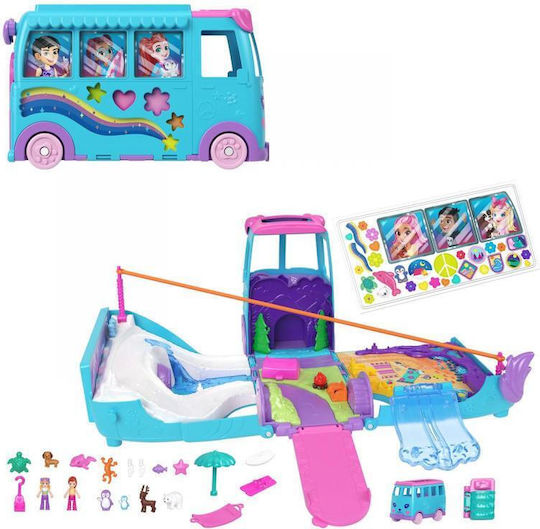 Mattel Abenteuer Wohnwagen mit Polly Pocket Tieren für 4+ Jahre