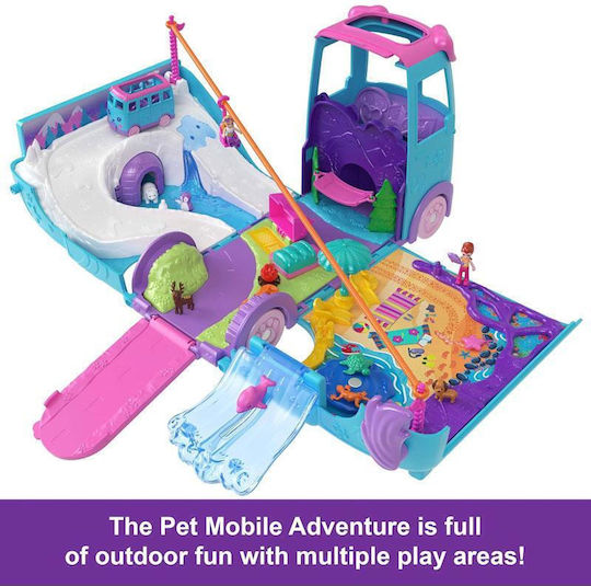 Mattel Abenteuer Wohnwagen mit Polly Pocket Tieren für 4+ Jahre