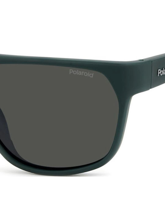 Polaroid Men's Sunglasses with Black Horn-Rimmed Frame and Grey Lenses