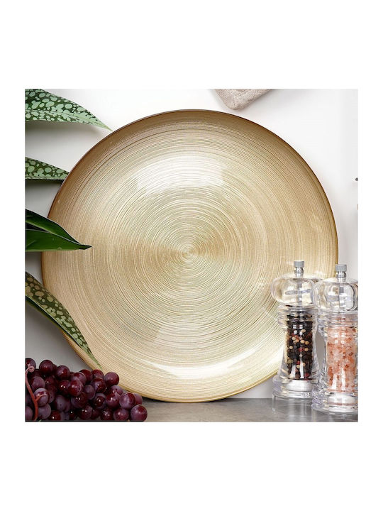 JK Home Decoration Χριστουγεννιάτικη Πιατέλα Γυάλινη Χρυσή 32εκ.