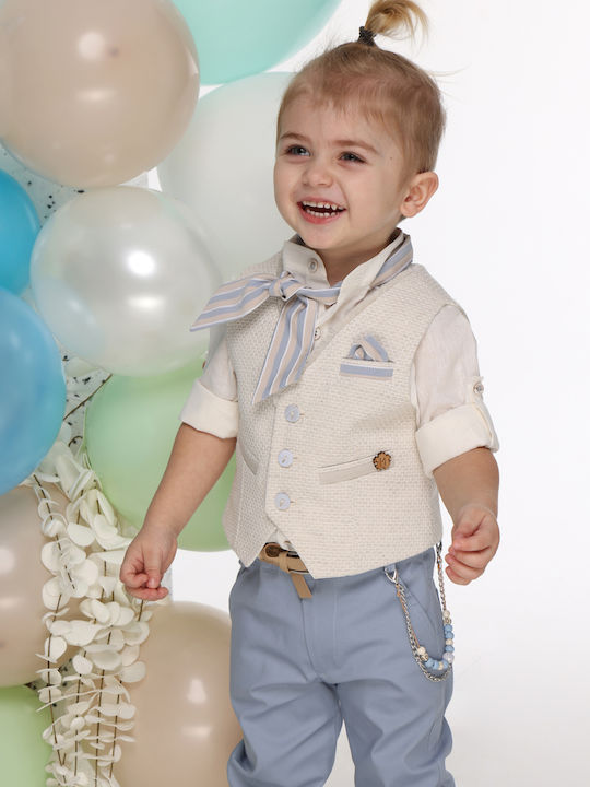 Baptism Suit for Boy Beige-Sky Blue A4751 Mi Chiamo Mc-25-a4751