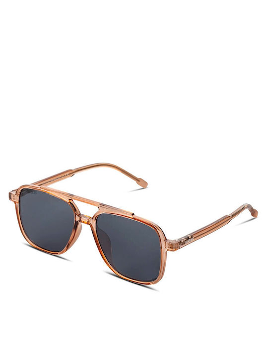 Smooder Unisex Sonnenbrille mit Beige Kunststoff Gestell und Gold Linse COS03