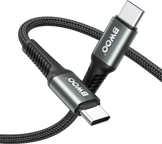BWOO Braided USB 3.0 Cable USB-C male - USB-C 60W PD Μαύρο 2m BO-X288C-C