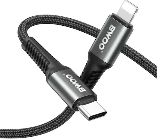 BWOO Braided USB-C to Lightning Cable 30W Μαύρο 3m