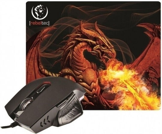 Rebeltec Red Dragon & Mouse Pad Gaming Gaming Maus Schwarz
